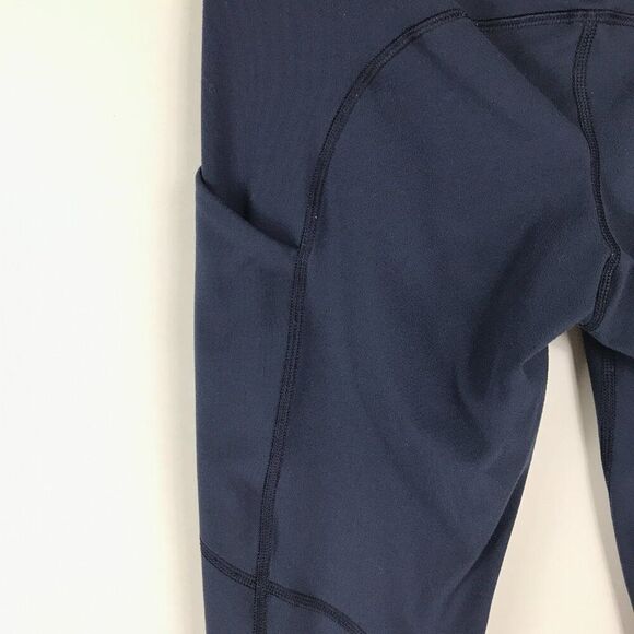 Lululemon Speed Tight Women's Size 4 Navy Blue Pockets Stretch Ruched Activewear - Picture 4 of 9